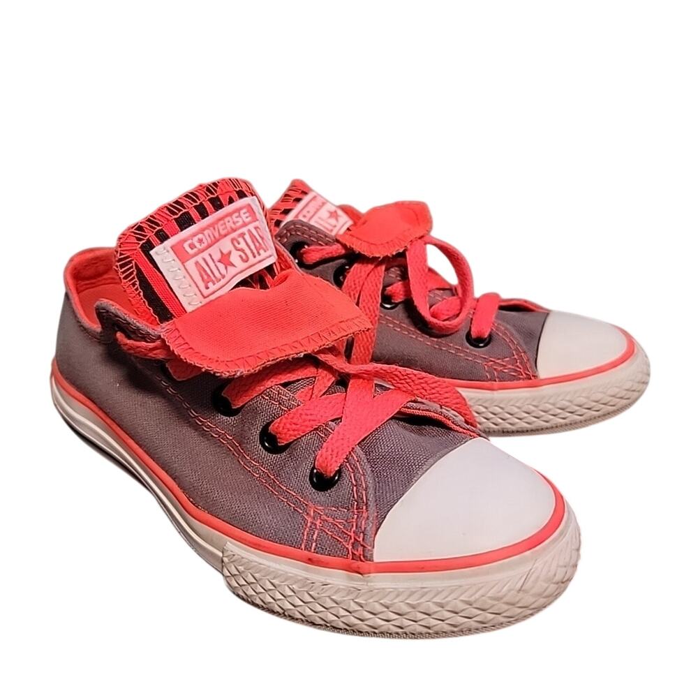 Converse Double Tongue Grey Orange Animal Print Junior Size 1